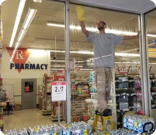 cleaning building window